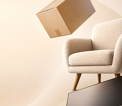 A single armchair in a bright living room