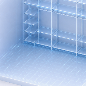 A clean self-storage unit filled with boxes